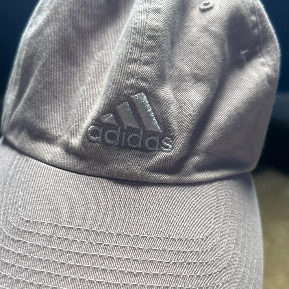 Adidas lavender baseball hat.